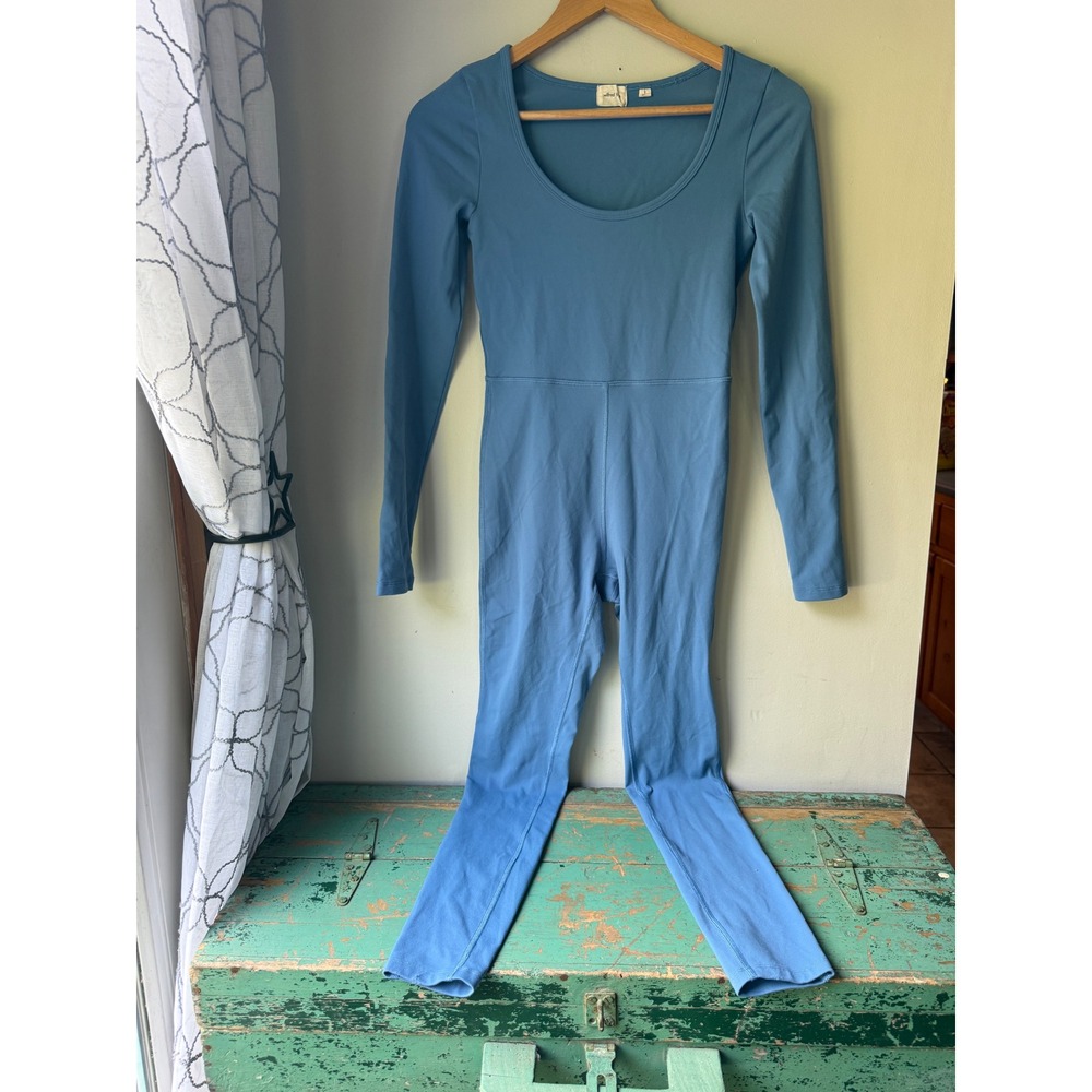 Wilfred Free Aritzia Maxe jumpsuit womens small Blue Long Sleeve Scoop Neck